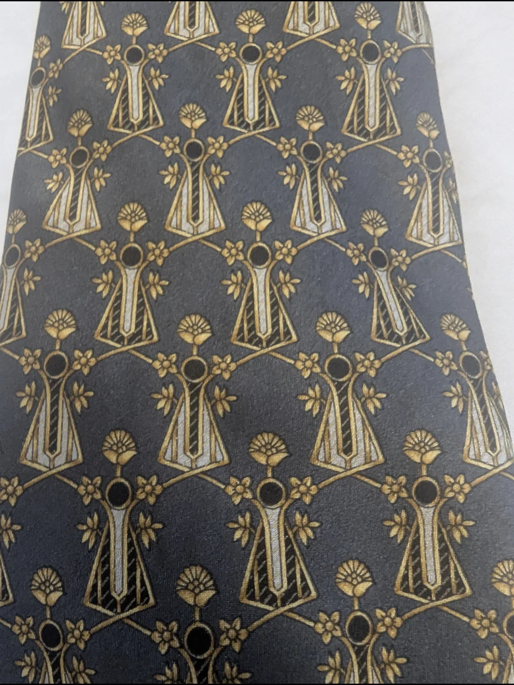 Lanvin Gray Tie with Gold Motif